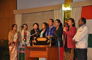 Presenting cultural programme in the Darbar Hall at Raj Bhavan Itanagar on 30th January 2017.